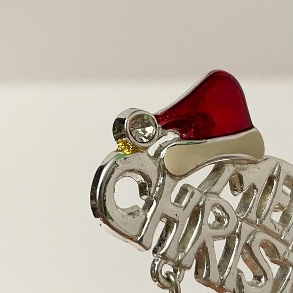 Vintage Merry Christmas Brooch Jingle Bells Pin - Picture 14 of 15